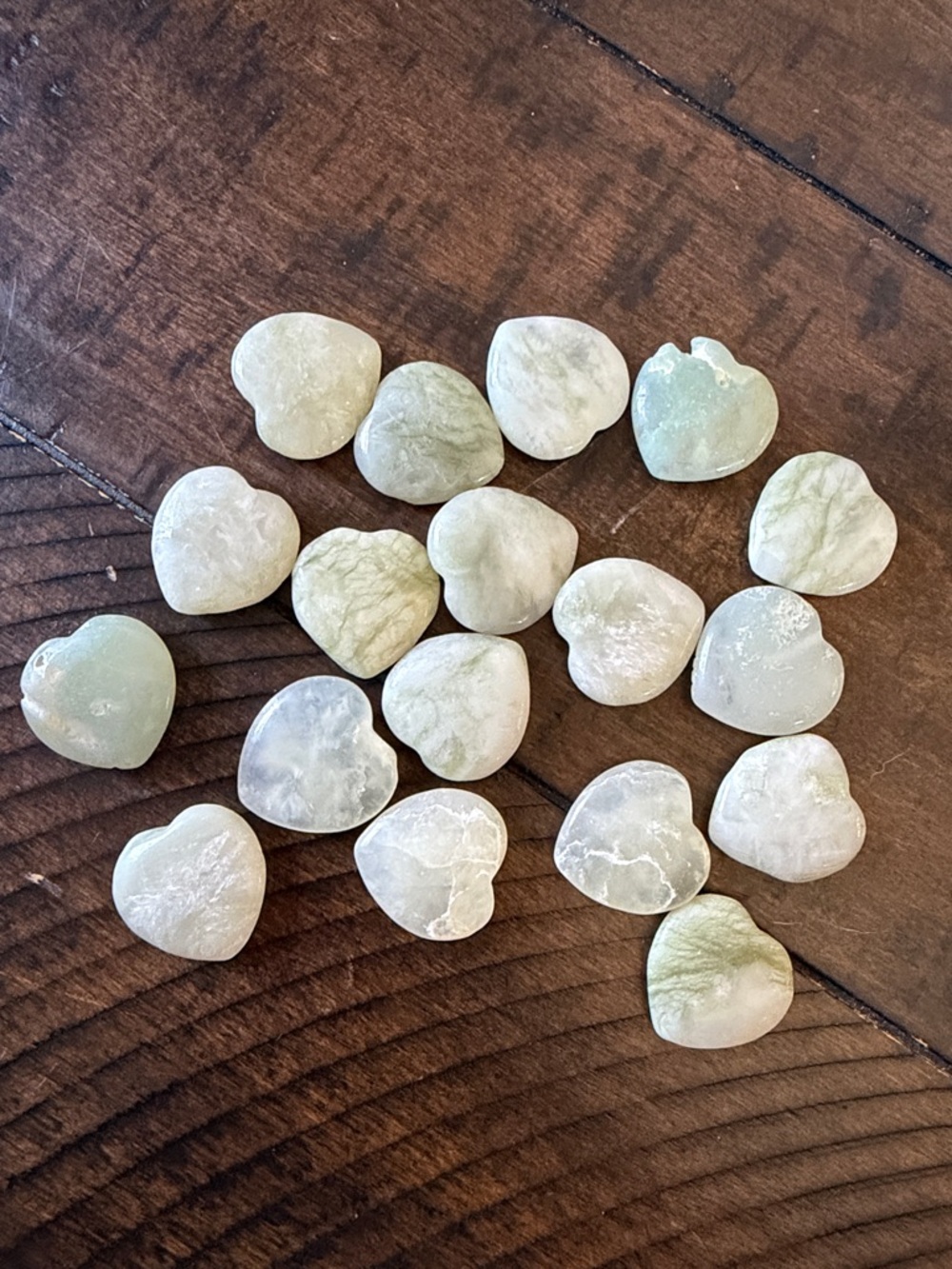 Heart Shaped Nephrire Jade Stones - Lot of 18